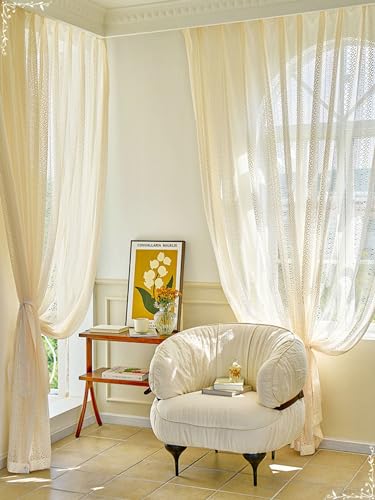 Homxi Gardinen Transparent Küche 2er Set,2 x 107W x 147H cm,Vorhänge und Tüll Beige Hohl Spitze Küchengardinen Modern mit Ösen Homxi Gardinen Transparent Küche 2er Set,2 x 107W x 147H cm,Vorhänge und Tüll Beige Hohl Spitze Küchengardinen Modern mit Ösen von Homxi