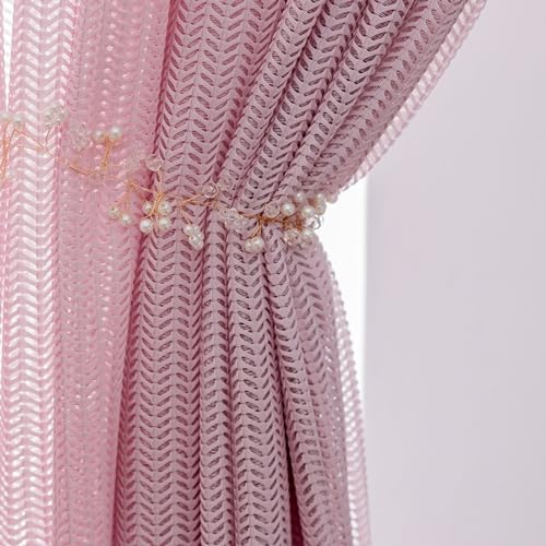 Homxi Gardinen Transparent Vorhang 2er Set,2 x 102W x 244H cm,Gardinen Transparent Vorhang Rosa Einfarbig mit Streifen Vorhänge mit Ösen Homxi Gardinen Transparent Vorhang 2er Set,2 x 102W x 244H cm,Gardinen Transparent Vorhang Rosa Einfarbig mit Streifen Vorhänge mit Ösen von Homxi