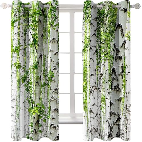 Homxi Gardinen Vorhang Blickdicht 2er Pack,2 x 102W x 229H cm,Vorhang Ösenringe Bäume Landschaft Gardinen Wohnzimmer Grün Weiß Homxi Gardinen Vorhang Blickdicht 2er Pack,2 x 102W x 229H cm,Vorhang Ösenringe Bäume Landschaft Gardinen Wohnzimmer Grün Weiß von Homxi