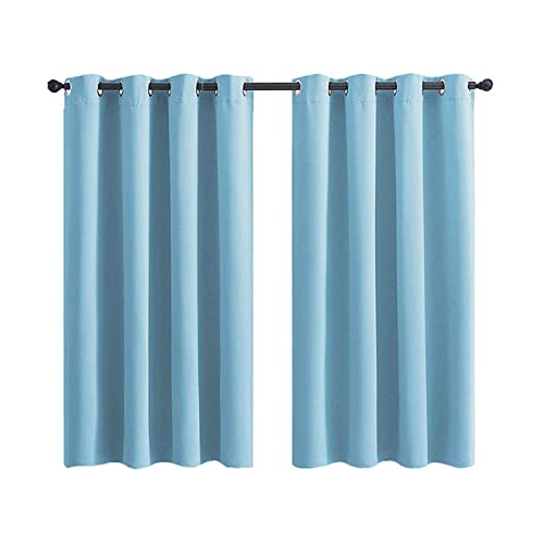 Homxi Gardinen Wohnzimmer Blickdicht 2er Set 2 x 140Wx224L cm,Lichtundurchlässige Vorhänge Hellblau Einfarbig Gardinen Ösenringe von Homxi