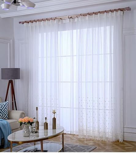 Homxi Gardinen Wohnzimmer Lichtdurchlässig 2er Set,2 x 102W x 244H cm,Vorhang Modern Küchen Beige Weiß Spitzen Stickmuster Vorhang Haken Homxi Gardinen Wohnzimmer Lichtdurchlässig 2er Set,2 x 102W x 244H cm,Vorhang Modern Küchen Beige Weiß Spitzen Stickmuster Vorhang Haken von Homxi