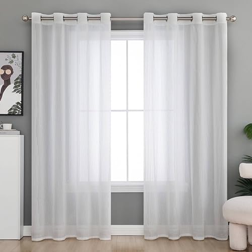 Homxi Gardinen Wohnzimmer Transparent 2er Set,2 x 137W x 229H cm,Vorhänge Wohnzimmer Transparent Weiß Einfarbig Ösenvorhang Gardine Homxi Gardinen Wohnzimmer Transparent 2er Set,2 x 137W x 229H cm,Vorhänge Wohnzimmer Transparent Weiß Einfarbig Ösenvorhang Gardine von Homxi
