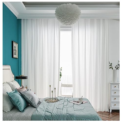 Homxi Gardinen aus Tüll 2er Set 2 x 132W x 214H cm,Voile Vorhang Gardine Beige Weiß Einfarbig Gardinenband Haken Homxi Gardinen aus Tüll 2er Set 2 x 132W x 214H cm,Voile Vorhang Gardine Beige Weiß Einfarbig Gardinenband Haken von Homxi