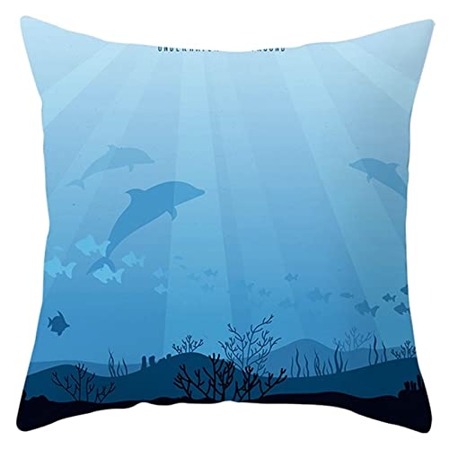Homxi Kissenbezüge 40 x 40,Polyester Zierkissenbezug,Algen und Delfine Couchkissen Set Blau Homxi Kissenbezüge 40 x 40,Polyester Zierkissenbezug,Algen und Delfine Couchkissen Set Blau von Homxi