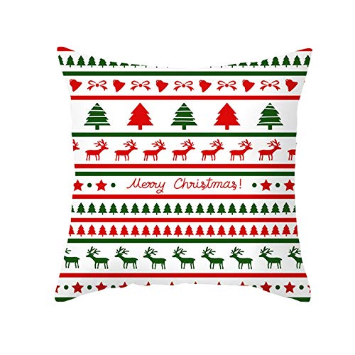 Homxi Kissenbezug 40x40 Weihnachtlich,Kissenhüllen Polyester Weihnachtsbaum Hirsch und Sterne Merry Christmas,Kissenbezug Set Weihnachten Rot Grün von Homxi