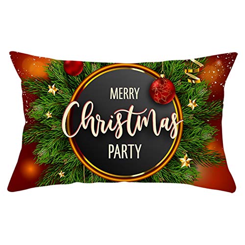 Homxi Kissenhülle Weihnachten 30x50,Kissenbezug Set Polyester Weihnachtsdekorationskugeln und Kiefernzapfen Sterne Merry Christmas Party,Kissenhülle Christmas Braun Grün von Homxi