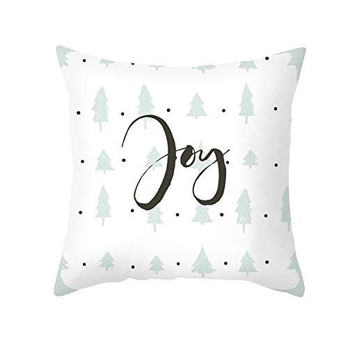 Homxi Kissenhülle Xmas 40x40,Kissenbezug Polyester Weihnachten Joy Bäume,Kissenhülle Weihnachten Hellblau Weiß von Homxi