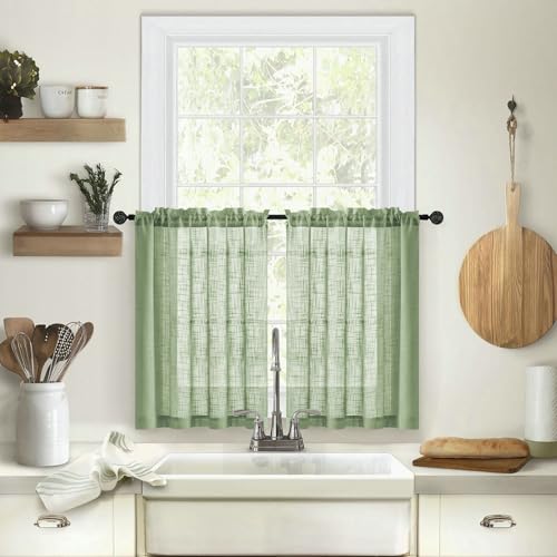 Homxi Küchen Gardinen 2er Set Kurz,2 x 63.5W x 93.5H cm,Kurze Gardinen Vorhänge Fenster Hellgrün Einfarbig Rod Pocket Vorhang Homxi Küchen Gardinen 2er Set Kurz,2 x 63.5W x 93.5H cm,Kurze Gardinen Vorhänge Fenster Hellgrün Einfarbig Rod Pocket Vorhang von Homxi