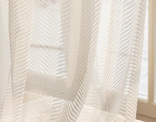 Homxi KüchenVorhänge Halbtransparent 2er Set,2 x 132W x 183H cm,Vorhang Küchen Modern Weiß Einfarbig Vorhang Ösen Modern von Homxi