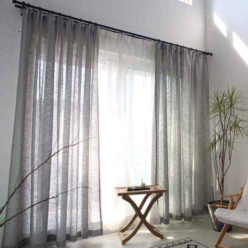 Homxi Küchenvorhang Halbtransparent 2er Set,2 x 96W x 138H cm,Gardine Vorhang Transparent Hellgrau Einfarbig Gardinen für Gardinenhaken Homxi Küchenvorhang Halbtransparent 2er Set,2 x 96W x 138H cm,Gardine Vorhang Transparent Hellgrau Einfarbig Gardinen für Gardinenhaken von Homxi