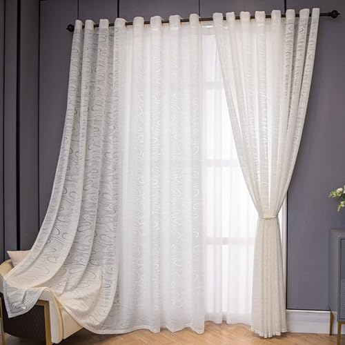Homxi Lichtundurchlässige Vorhang 2er Set,2 x 137W x 274H cm,Vorhänge Halbtransparent Weiß Einfarbig mit Wellenmuster Gardinen mit Ösen Homxi Lichtundurchlässige Vorhang 2er Set,2 x 137W x 274H cm,Vorhänge Halbtransparent Weiß Einfarbig mit Wellenmuster Gardinen mit Ösen von Homxi