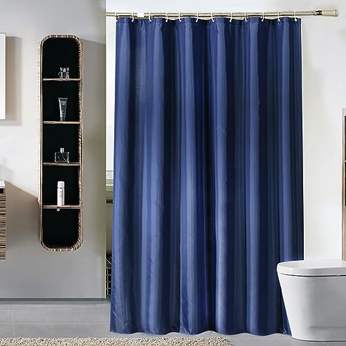 Homxi Ösen für Duschvorhang,100 W x 200 H cm,Bad Vorhang Dunkelblau Einfarbig Polyester Duschvorhangringe von Homxi