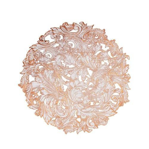 Homxi Platzdeckchen 10 Stück,38 cm,Platzset PVC Einfarbig mit Blattmuster Tischset rutschfest Weiß Rosegold Homxi Platzdeckchen 10 Stück,38 cm,Platzset PVC Einfarbig mit Blattmuster Tischset rutschfest Weiß Rosegold von Homxi