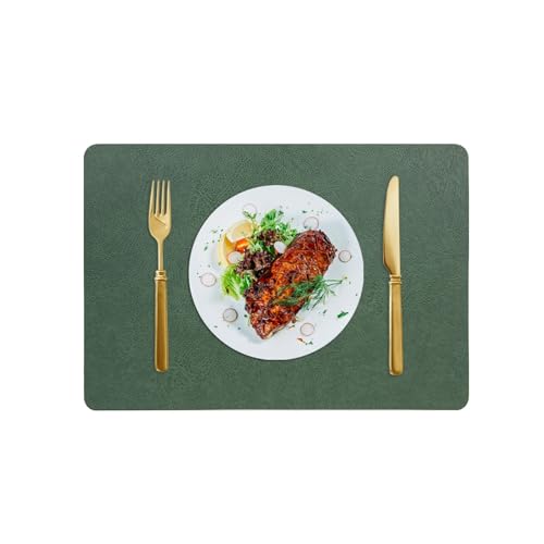 Homxi Platzdeckchen 8 Stück,30 x 43 cm,Platzset PVC Leder Einfarbig mit Rechteck Platzdeckchen Abwaschbar Grün Grau von Homxi