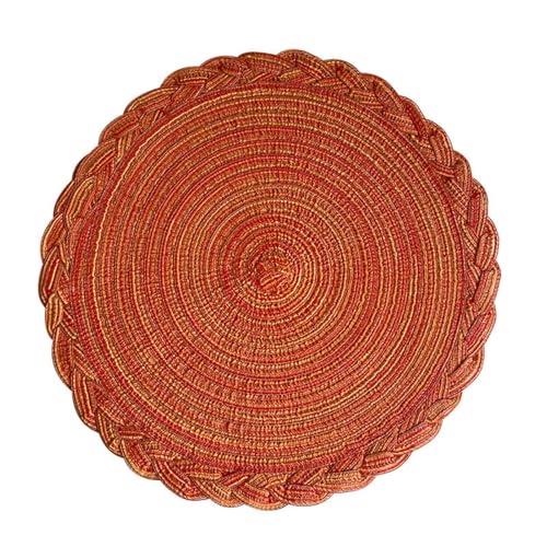 Homxi Platzset 2er Set Waschbar,38 cm,Platzdeckchen Abwaschbar Polyester Rund mit Stoff Platzdeckchen Abwaschbar Orange Rot von Homxi
