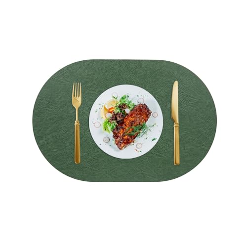 Homxi Platzsets Abwaschbar 8 er Set,30 x 45 cm,Platzsets PVC Leder Einfarbig mit Oval Tischsets rutschfest Grün Grau Homxi Platzsets Abwaschbar 8 er Set,30 x 45 cm,Platzsets PVC Leder Einfarbig mit Oval Tischsets rutschfest Grün Grau von Homxi