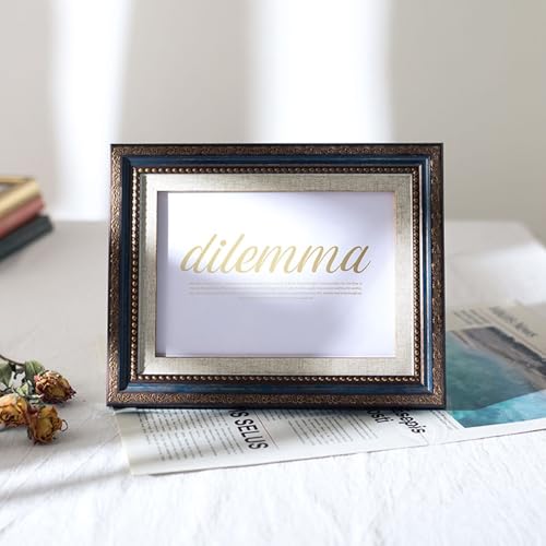 Homxi Rahmen mit Passepartout 12.7 x 17.78 cm Familie Blau,Bilderrahmen Rechteckig Vintage Tischplatte Querformat und Senkrecht,Bilderwand Wohnzimmer von Homxi