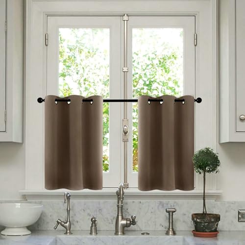 Homxi Scheibengardine 2er Pack,2 x 63.5W x 76H cm,Vorhang Braun Kurz Einfarbig Vorhänge Ösen Homxi Scheibengardine 2er Pack,2 x 63.5W x 76H cm,Vorhang Braun Kurz Einfarbig Vorhänge Ösen von Homxi