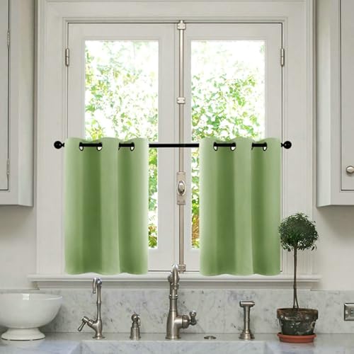 Homxi Scheibengardine Set 2-Teilig Modern,2 x 86W x 61H cm,Scheibengardinen Modern Grün Einfarbig Ösen Vorhange Homxi Scheibengardine Set 2-Teilig Modern,2 x 86W x 61H cm,Scheibengardinen Modern Grün Einfarbig Ösen Vorhange von Homxi