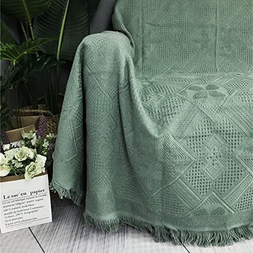 Homxi Sofabezug 4 Sitzer Big Sofa,Couchbezug Decke Einfarbig mit Raute Couch Überzug Baumwolle Sofa-Handtuch Grün Sofabezug Sitzer 230x280CM von Homxi