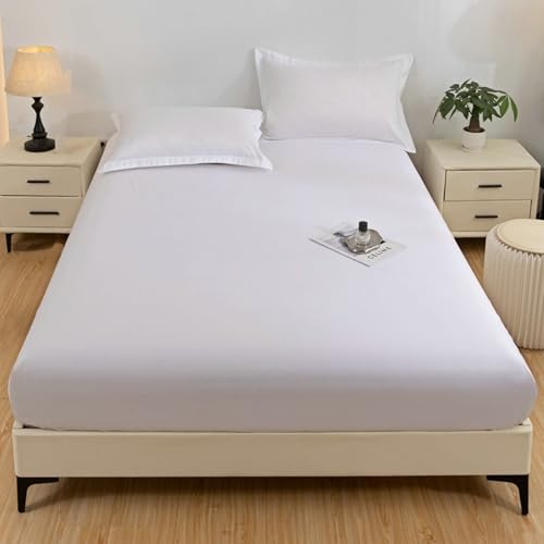 Homxi Spannbettlaken Boxspringbett,(120 x 200 cm),Bettbezug mit Elastisch Einfarbig Bettwäsche Weiß von Homxi