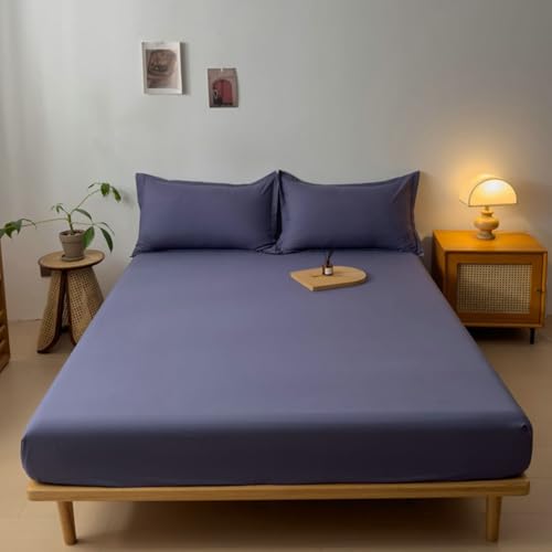 Homxi Spannbettlaken Doppelbett,(140 x 200 cm),Bettwäsche Elastisch Einfarbig Spannbettlaken mit Lila von Homxi