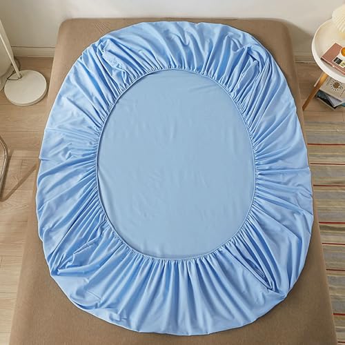 Homxi Spannleintuch Doppelbett,(180 x 200 cm),Spannbetttuch mit Elastisch Einfarbig Spannbetttücher Blau von Homxi