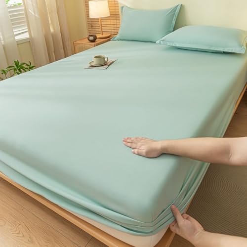 Homxi Spannleintuch Elastisch,(90 x 200 cm),Spannbettlacken Elastisch Einfarbig Bettwäsche mit Grün von Homxi