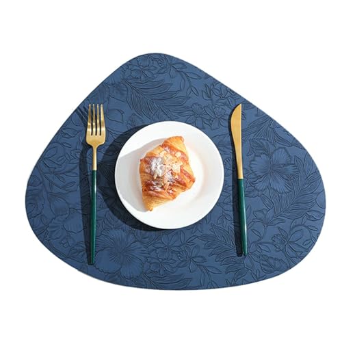 Homxi Tisch Platzset 2er Set, 34 x 42 cm, Dreieck mit Blumen und Blättern Muster, Tischsets Platzsets rutschfest Leder, Dunkelblau Homxi Tisch Platzset 2er Set, 34 x 42 cm, Dreieck mit Blumen und Blättern Muster, Tischsets Platzsets rutschfest Leder, Dunkelblau von Homxi
