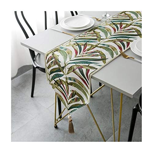 Homxi Tischläufer Hochzeit,32x160CM,Blätter gedruckt Tischläufer Elegant Polyester,Tischläufer Aussenbereich Grün von Homxi