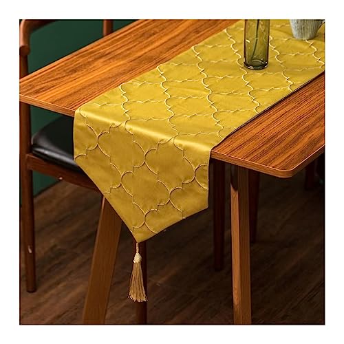 Homxi Tischläufer Outdoor,32x120CM,Geometrisch Muster Tischläufer Modern Esszimmer Leinen Tischläufe Gelb von Homxi