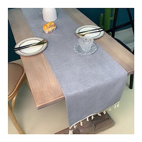 Homxi Tischläufer Party,35x150CM,Einfarbig und Quasten Tischläufer Modern Esszimmer Polyester Tischläufe Grau von Homxi
