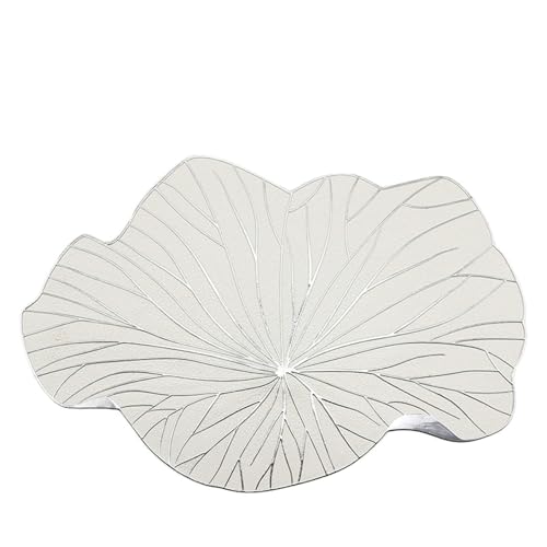 Homxi Tischset 10 Stück,46.5 x 30 cm,Placemat PVC Einfarbig mit Blattmuster Platzsets Silber Weiß Homxi Tischset 10 Stück,46.5 x 30 cm,Placemat PVC Einfarbig mit Blattmuster Platzsets Silber Weiß von Homxi