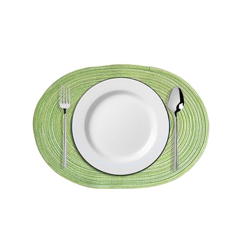 Homxi Tischsets 2 Stück Waschbar,35 x 50 cm,Platzdeckchen Abwaschbar Polyester Einfarbig mit Oval Tisch Platzset Abwaschbar Grün von Homxi