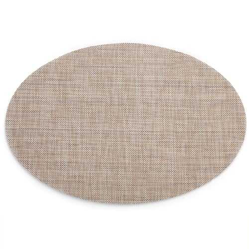 Homxi Tischsets Abwaschbar 4 Stück,45 x 30 cm,Tischsets Platzsets Abwaschbar Vinyl Einfarbig mit Oval Tischset Hellbraun von Homxi