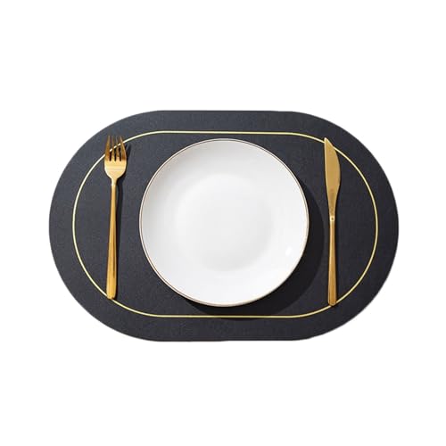 Homxi Tischsets Waschbar 2er Set,30 x 45 cm,Tischset Platzset Leder Einfarbig mit Oval Tischset Schwarz Rot Homxi Tischsets Waschbar 2er Set,30 x 45 cm,Tischset Platzset Leder Einfarbig mit Oval Tischset Schwarz Rot von Homxi