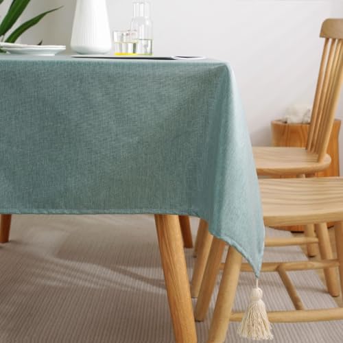 Homxi Tischtuch Outdoor Rechteckig 120 W x 170 L cm,Tischtuch Outdoor Cyan Einfarbig mit Quaste Polyester Tischdecke für Draussen von Homxi