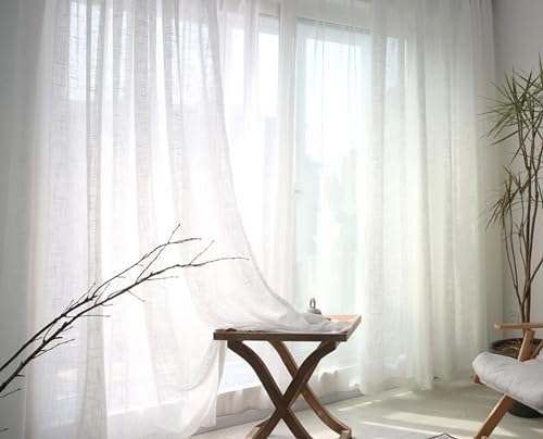 Homxi Tüll Vorhang 2er Set,2 x 132W x 229H cm,Voile Gardinen Vorhang Weiß Einfarbig Gardinen Ösenringe Homxi Tüll Vorhang 2er Set,2 x 132W x 229H cm,Voile Gardinen Vorhang Weiß Einfarbig Gardinen Ösenringe von Homxi