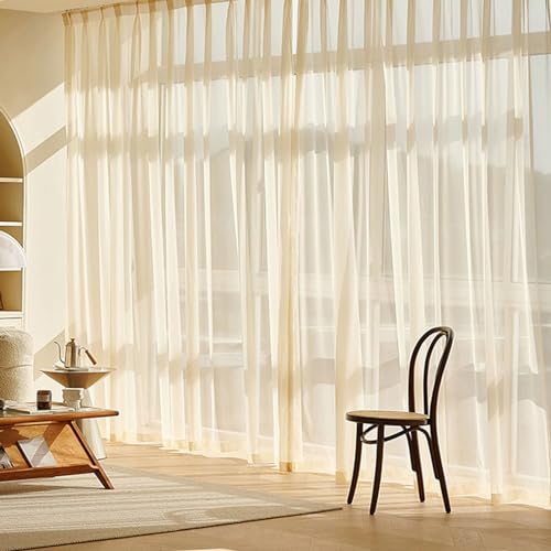 Homxi Tüll Vorhang Kinderzimmer 2er Set,2 x 102W x 214H cm,Tüll Gardinen Gold Einfarbig Gardinen Vorhänge mit Ösen Homxi Tüll Vorhang Kinderzimmer 2er Set,2 x 102W x 214H cm,Tüll Gardinen Gold Einfarbig Gardinen Vorhänge mit Ösen von Homxi