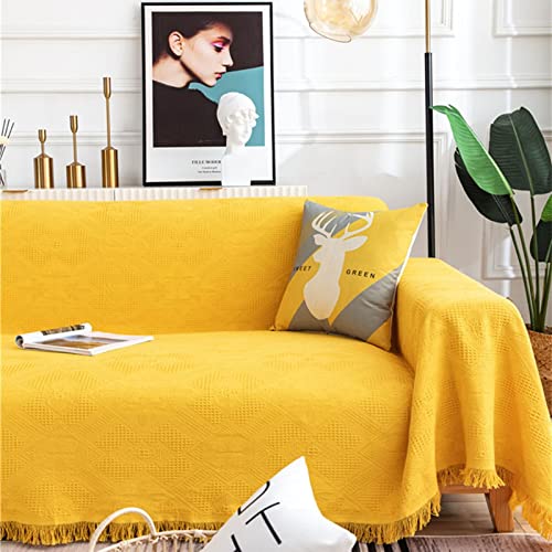 Homxi Überwurf Sofa 3 Sitzer, Baumwolle Handtuch Sofa Gelb 180x340CM von Homxi