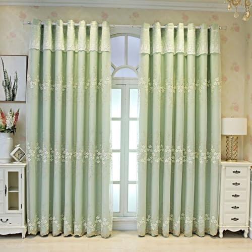 Homxi Verdunkelungsvorhänge 2er Pack,2 x 137W x 183H cm,Vorhang Grün Doppelschicht mit Spitze Stickerei Muster Vorhänge Set mit Ösen Homxi Verdunkelungsvorhänge 2er Pack,2 x 137W x 183H cm,Vorhang Grün Doppelschicht mit Spitze Stickerei Muster Vorhänge Set mit Ösen von Homxi