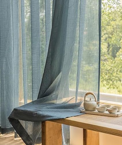 Homxi Voile Gardinen Halbtransparent 2er Set,2 x 137W x 214H cm,Vorhänge und Tüll Grün Einfarbig Vorhanghaken von Homxi