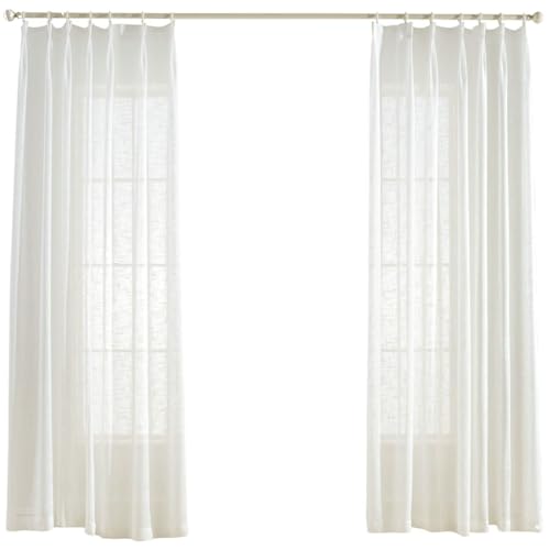Homxi Voile Vorhang Gardine 2er Set,2 x 107W x 147H cm,Tüll Vorhang Weiß Einfarbig Vorhang Haken Ringe von Homxi