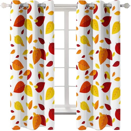 Homxi Vorhänge Blickdicht Kinder 2er Set,2 x 96W x 214H cm,Gardinen Wohnzimmer mit Ösen Herbstblatt Gardine Vorhang für Wohnzimmer Gelb Orange Homxi Vorhänge Blickdicht Kinder 2er Set,2 x 96W x 214H cm,Gardinen Wohnzimmer mit Ösen Herbstblatt Gardine Vorhang für Wohnzimmer Gelb Orange von Homxi