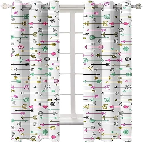 Homxi Vorhänge Blickdicht Kinderzimmer 2er Set,2 x 107W x 214H cm,Lichtundurchlässige Vorhang Rosa Gelb Grün Schwarz Pfeil Vorhang Ösenringe Homxi Vorhänge Blickdicht Kinderzimmer 2er Set,2 x 107W x 214H cm,Lichtundurchlässige Vorhang Rosa Gelb Grün Schwarz Pfeil Vorhang Ösenringe von Homxi