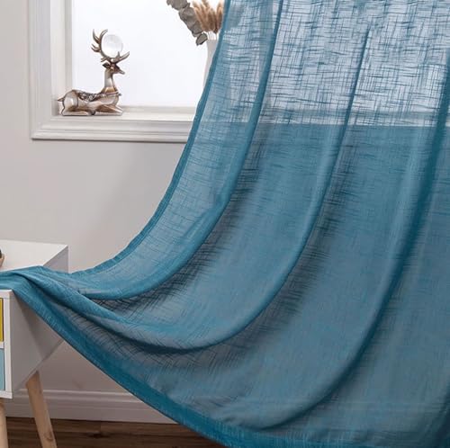 Homxi Vorhänge Durchsichtig Schlafzimmer 2er Set,2 x 86W x 214H cm,Vorhänge Wohnzimmer Voile Blau Einfarbig Gardinen Küche mit Ösen Homxi Vorhänge Durchsichtig Schlafzimmer 2er Set,2 x 86W x 214H cm,Vorhänge Wohnzimmer Voile Blau Einfarbig Gardinen Küche mit Ösen von Homxi