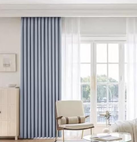 Homxi Vorhänge Schlafzimmer Blickdicht 2er Set,2 x 137W x 244H cm,Lichtundurchlässige Vorhänge Kinder Blau Grau Einfarbig Vorhänge Set Ösen von Homxi