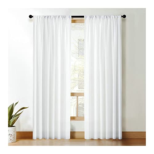 Homxi Vorhänge Schlafzimmer Durchsichtig 2er Set 2 x 107Wx138L cm,Gardinen Wohnzimmer Durchsichtig Weiß Einfarbig Vorhang mit Taschen Homxi Vorhänge Schlafzimmer Durchsichtig 2er Set 2 x 107Wx138L cm,Gardinen Wohnzimmer Durchsichtig Weiß Einfarbig Vorhang mit Taschen von Homxi