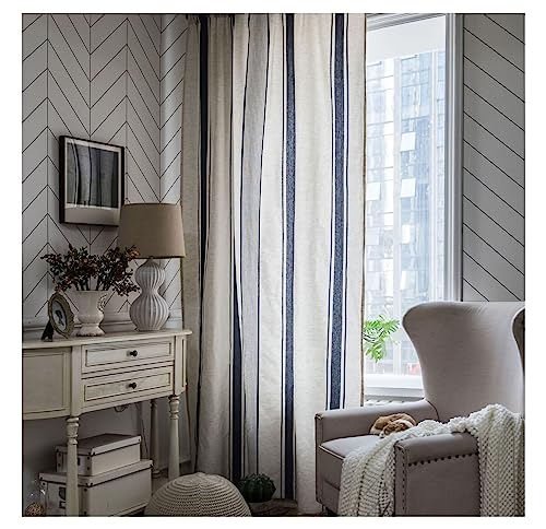 Homxi Vorhänge Schlafzimmer Transparent 2er Set 2 x 150W x 180H cm,Gardinen Transparent Wohnzimmer Dunkelblau Weiß Streifen Muster Vorhang Ösen Homxi Vorhänge Schlafzimmer Transparent 2er Set 2 x 150W x 180H cm,Gardinen Transparent Wohnzimmer Dunkelblau Weiß Streifen Muster Vorhang Ösen von Homxi