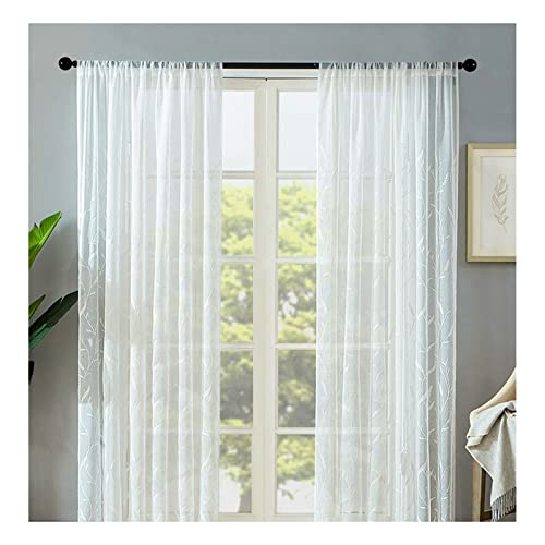 Homxi Vorhänge Transparent Tüll 2er Set 2 x 132Wx183L cm,Voile Vorhang Gardine Weiß Bestickte Ähren vom Weizen Gardinen mit Taschen Homxi Vorhänge Transparent Tüll 2er Set 2 x 132Wx183L cm,Voile Vorhang Gardine Weiß Bestickte Ähren vom Weizen Gardinen mit Taschen von Homxi